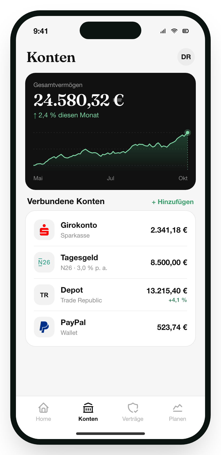 Centora App: Konten