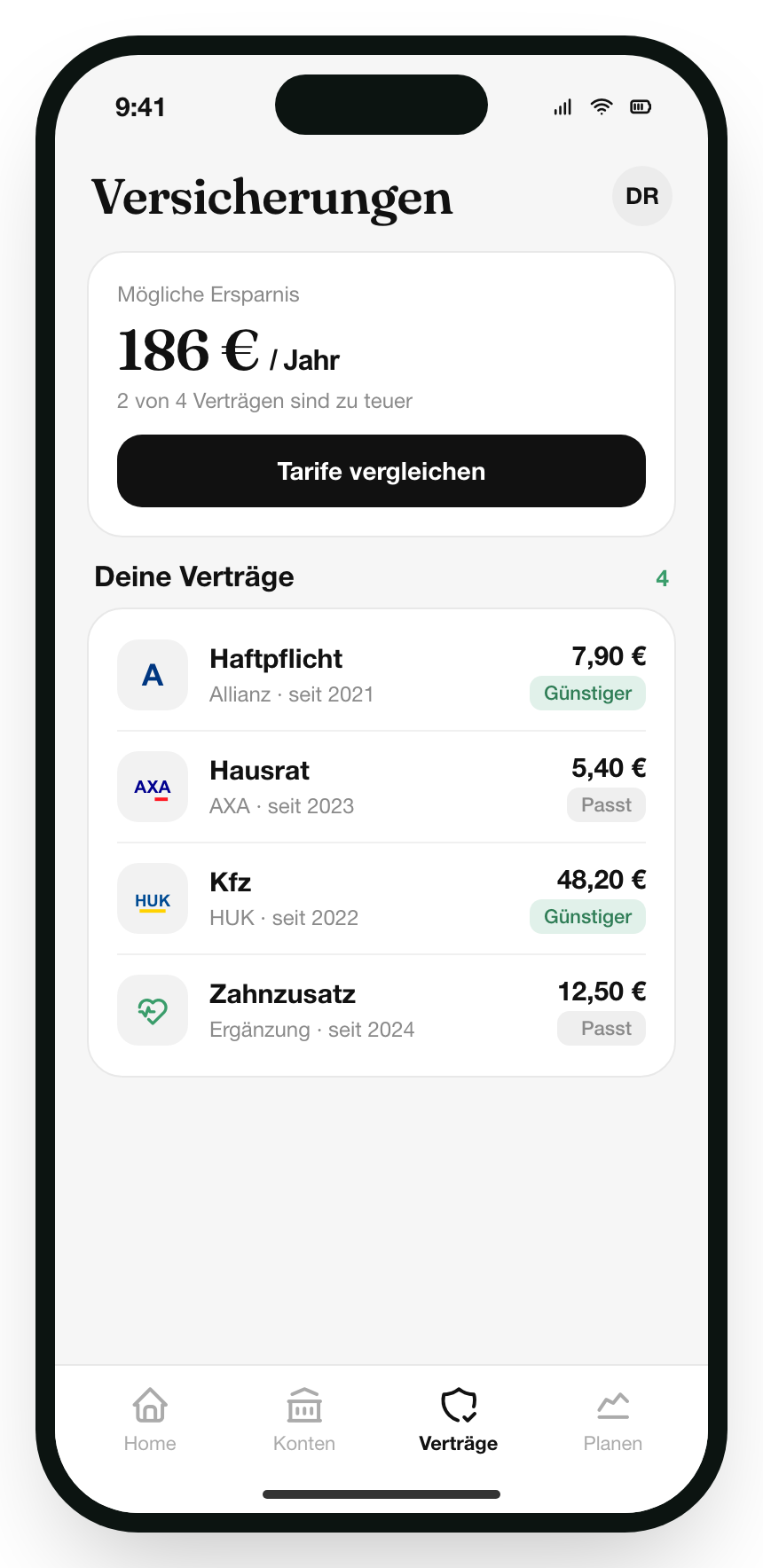 Centora App: Versicherungen